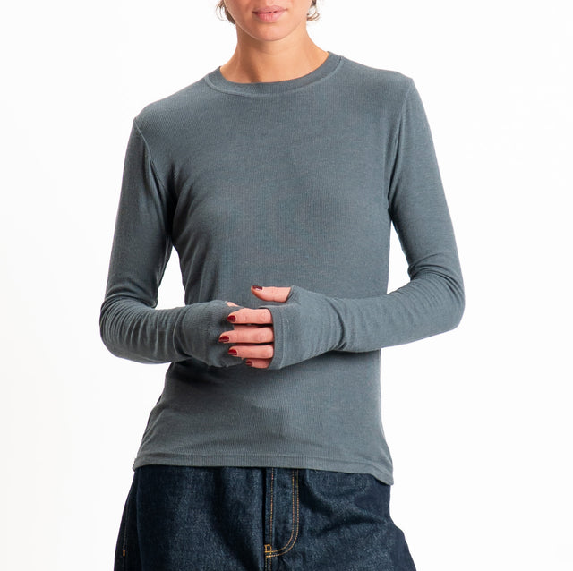 Tensione in-Maglia misto cashmere polsino con asola - grigio scuro