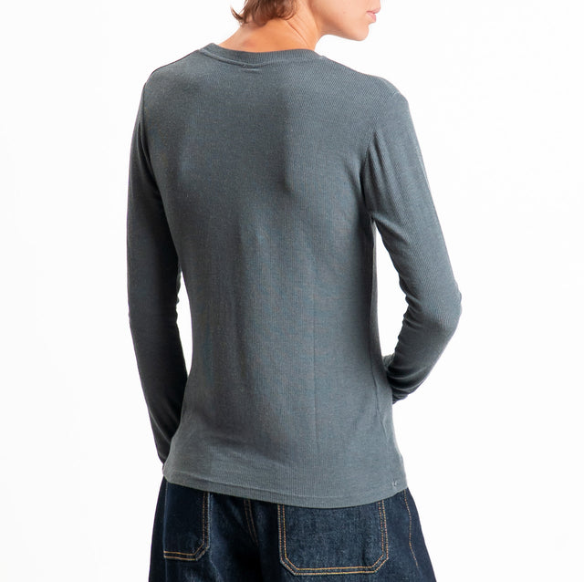 Tensione in-Maglia misto cashmere polsino con asola - grigio scuro