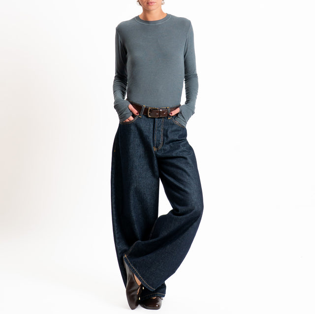 Tensione in-Maglia misto cashmere polsino con asola - grigio scuro