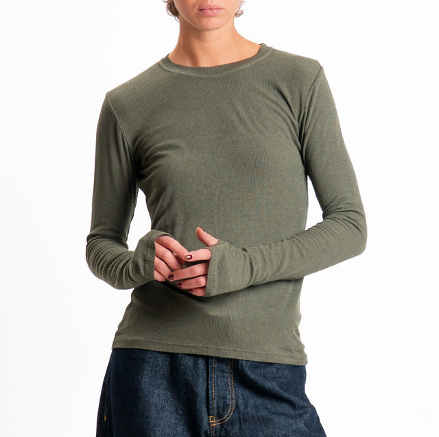 Tensione in-Maglia misto cashmere polsino con asola - militare