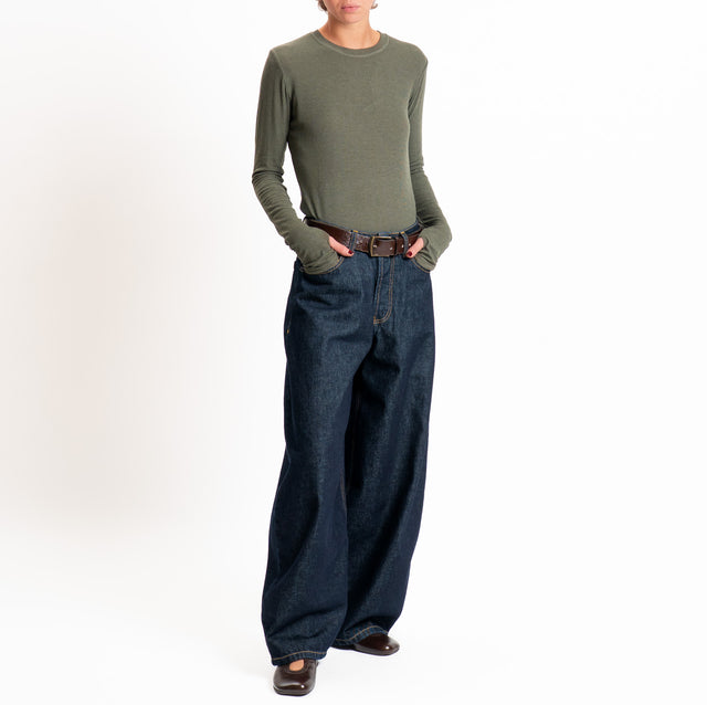 Tensione in-Maglia misto cashmere polsino con asola - militare
