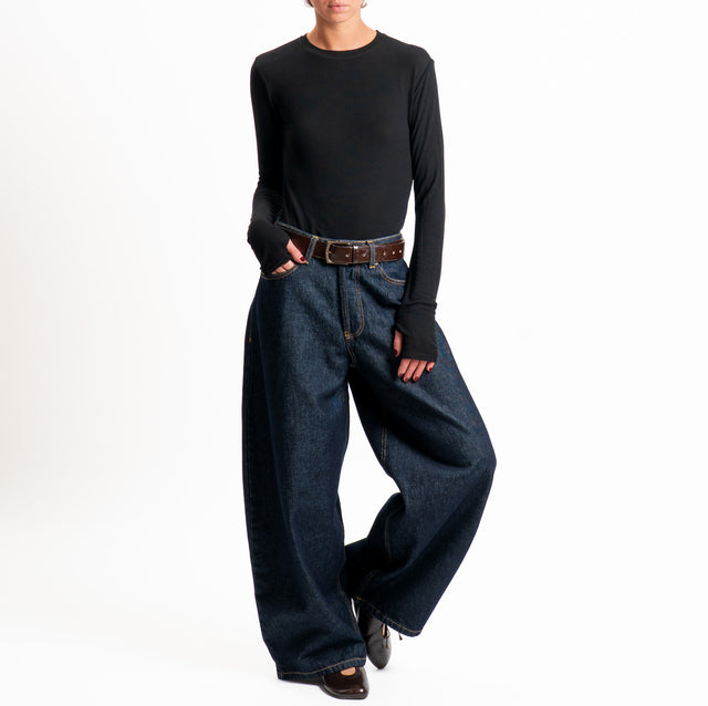 Tensione in-Maglia misto cashmere polsino con asola - nero