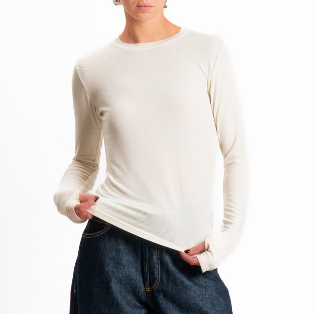 Tensione in-Maglia misto cashmere polsino con asola - burro