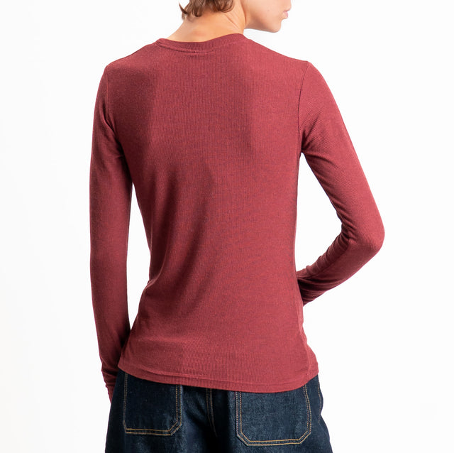 Tensione in-Maglia misto cashmere polsino con asola - vino