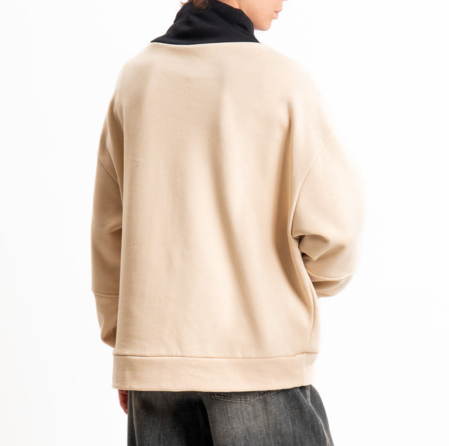 Tensione in-Felpa zip jumper bicolore - beige/nero
