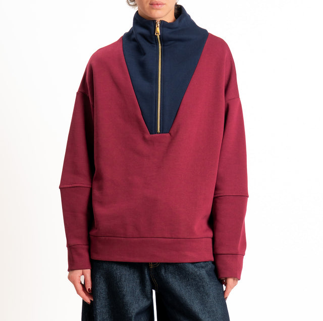 Tensione in-Felpa zip jumper bicolore - bordeaux/blu