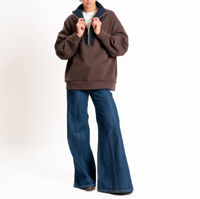 Tensione in-Felpa zip jumper bicolore - moro/blu