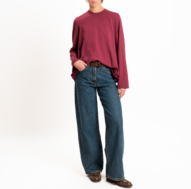 Tensione in-T-shirt ampia - vino