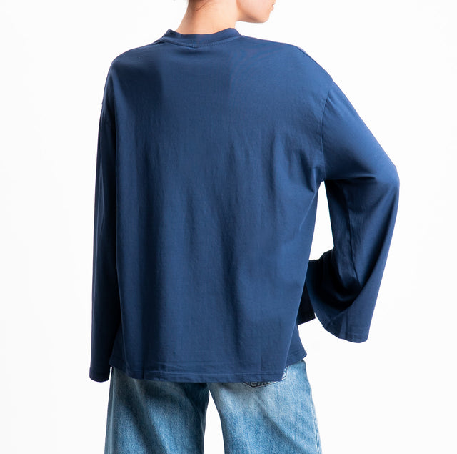 Tensione in-T-shirt scatola manica ampia - blu