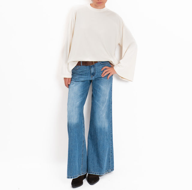Tensione in-T-shirt scatola manica ampia - burro
