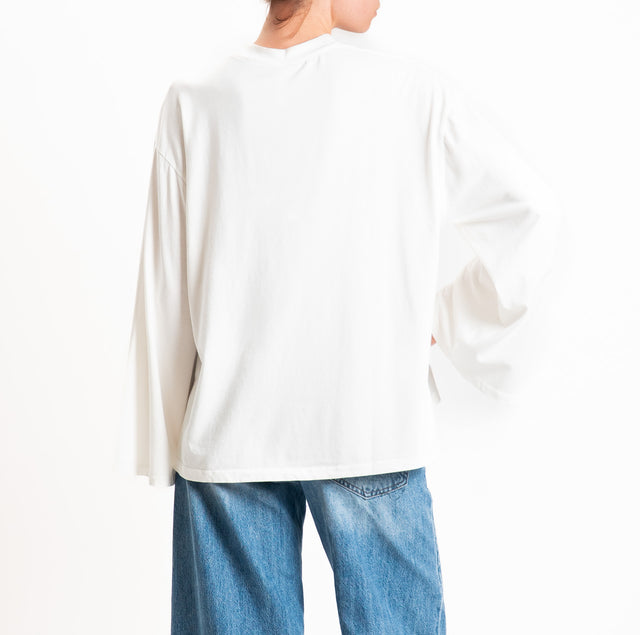 Tensione in-T-shirt scatola manica ampia - latte