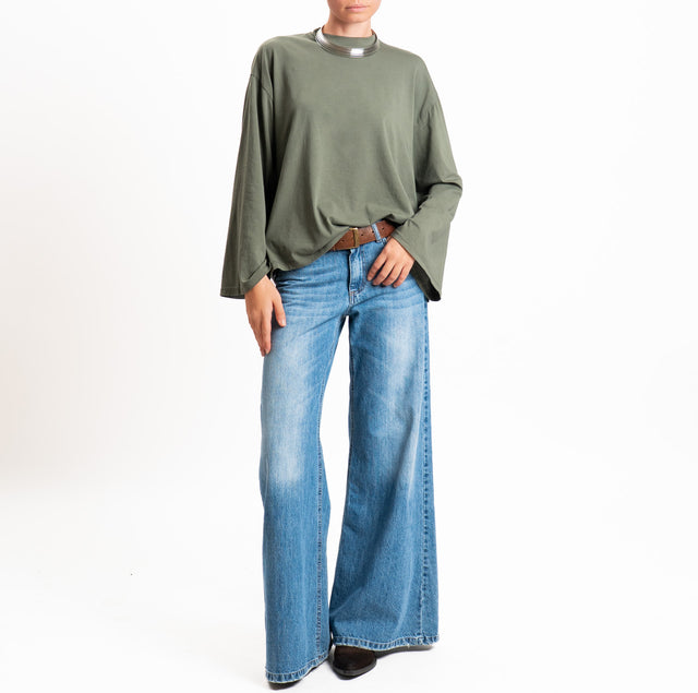 Tensione in-T-shirt scatola manica ampia - militare