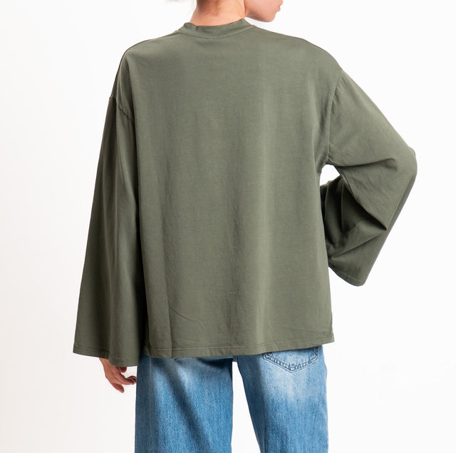Tensione in-T-shirt scatola manica ampia - militare