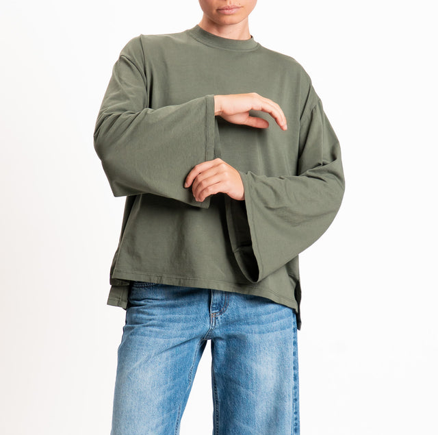 Tensione in-T-shirt scatola manica ampia - militare