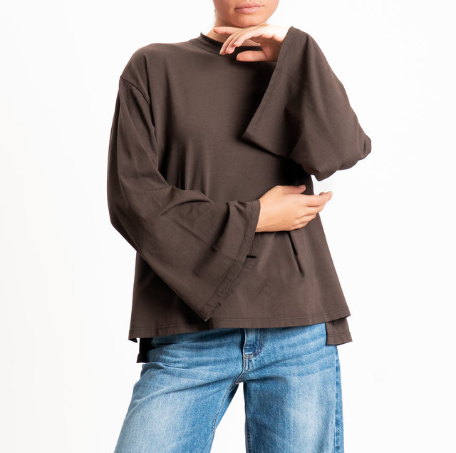 Tensione in-T-shirt scatola manica ampia - moro