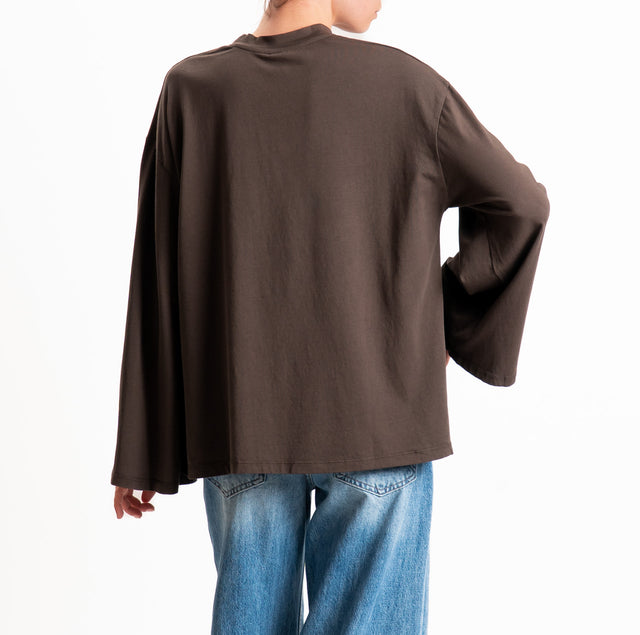 Tensione in-T-shirt scatola manica ampia - moro