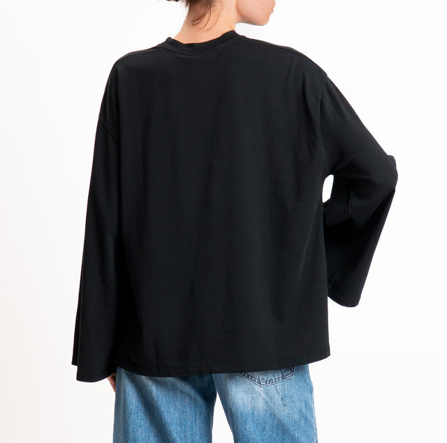Tensione in-T-shirt scatola manica ampia - nero
