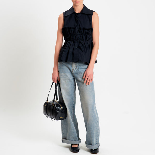 Tensione in-Camicia smanicata elastico in vita - nero