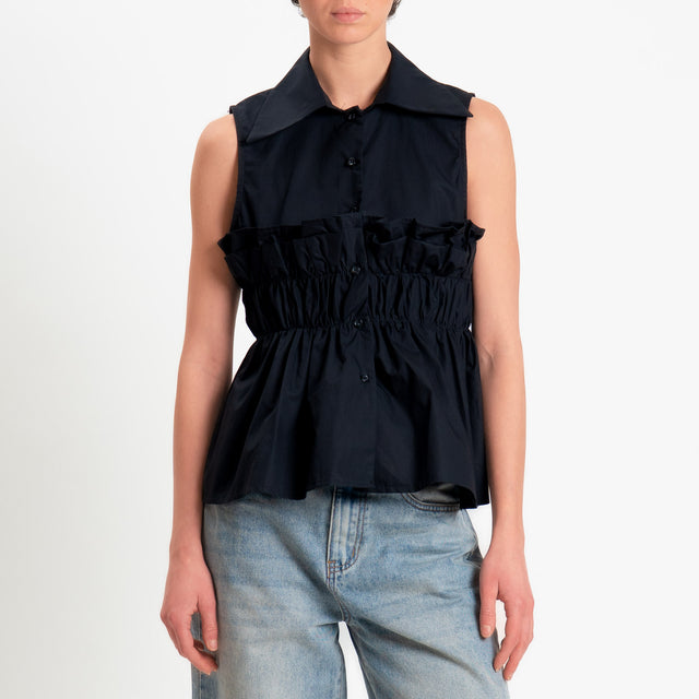 Tensione in-Camicia smanicata elastico in vita - nero