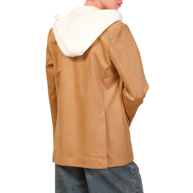 Sudadera con capucha y efecto ante Tension in-Suede - camel/leche