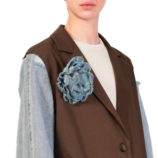 Chaqueta de tejido Tension in-Double con alfiler - marrón oscuro