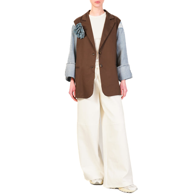 Chaqueta de tejido Tension in-Double con alfiler - marrón oscuro