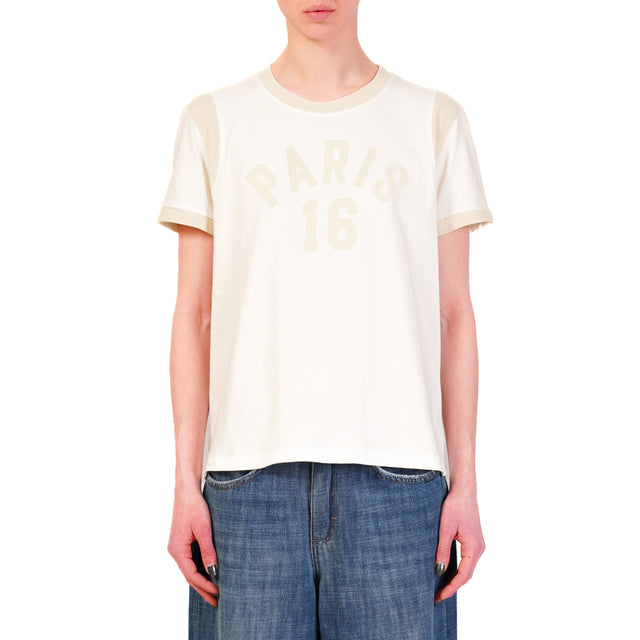 Tensione in-T-shirt "PARIS" bicolore - bianco/panna