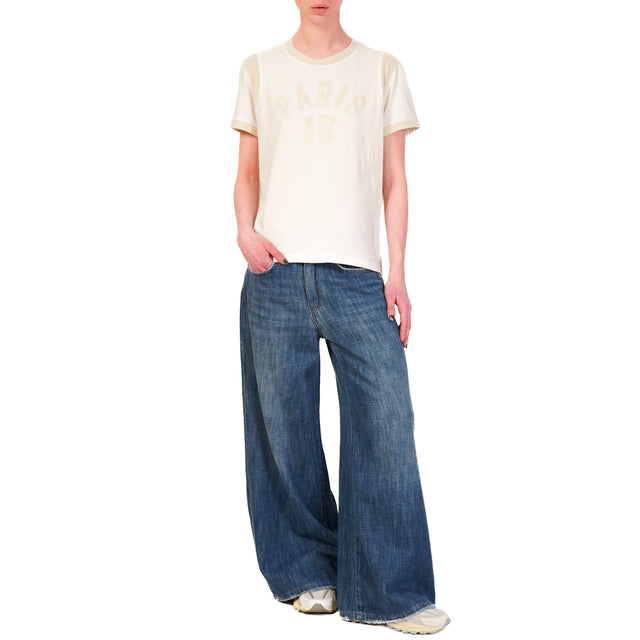 Tensione in-T-shirt "PARIS" bicolore - bianco/panna