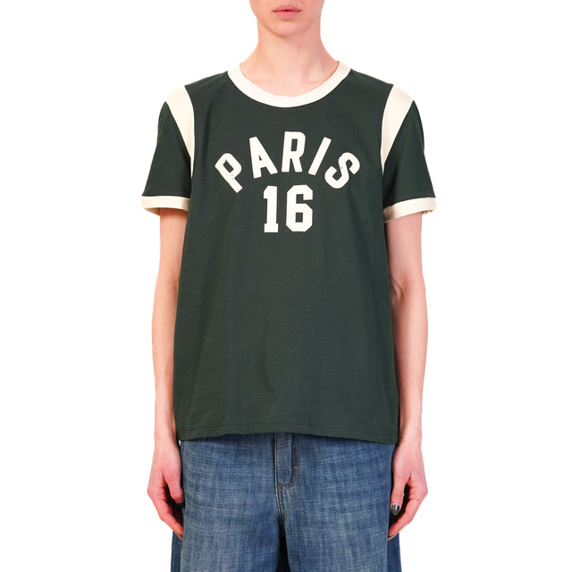 Tensione in-T-shirt "PARIS" bicolore - verde/panna
