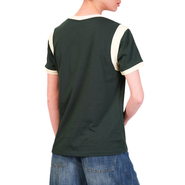 Tensione in-T-shirt "PARIS" bicolore - verde/panna