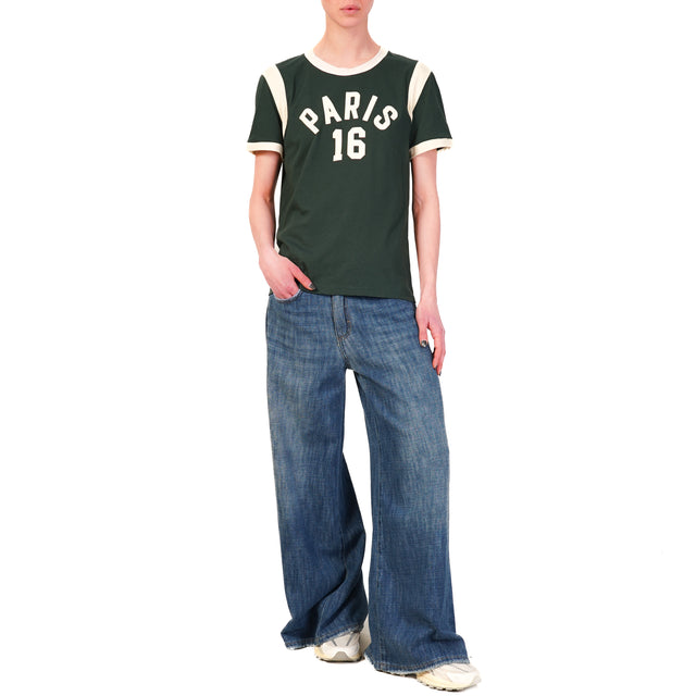 Tensione in-T-shirt "PARIS" bicolore - verde/panna