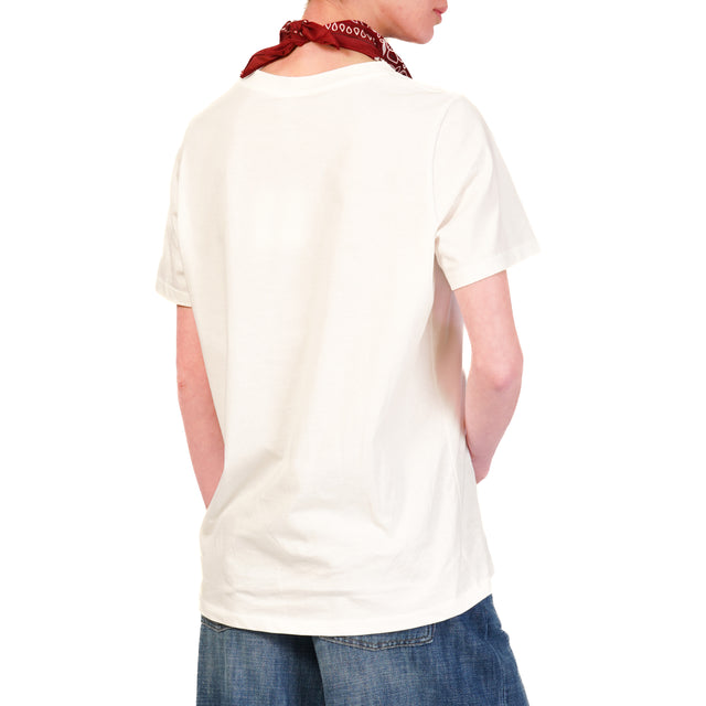 Tensione in-T-shirt con bandana dettaglio strass - bianco/bordeaux