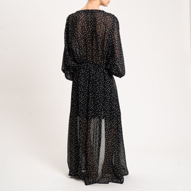 Tensione in-Chemisier a pois con coulisse - nero/panna