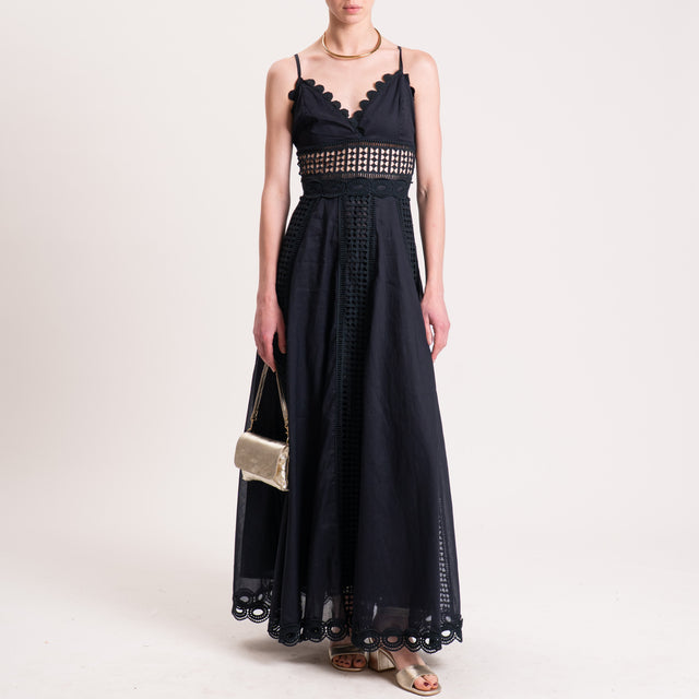 Tensione in-Abito con inserti in crochet - nero