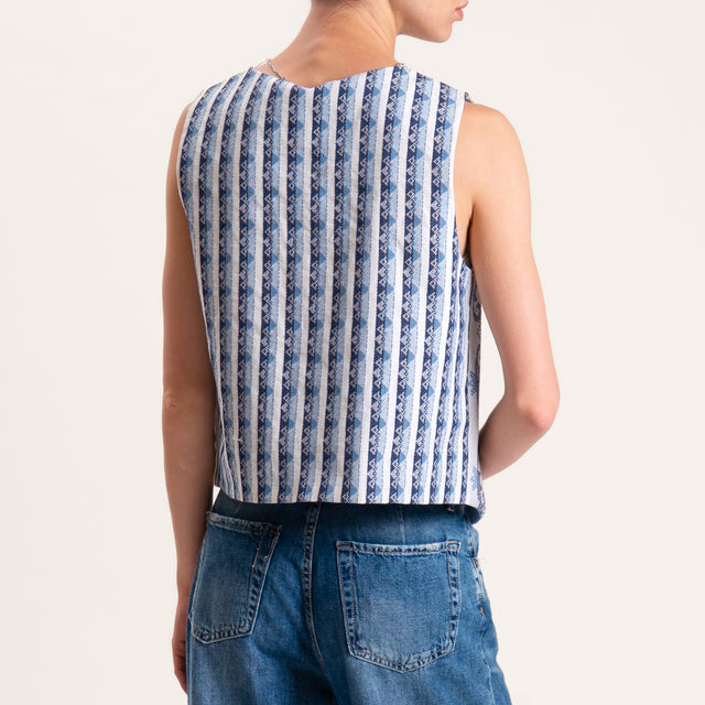 Tensione in-Gilet fantasia con nappine - latte/blu/azzurro