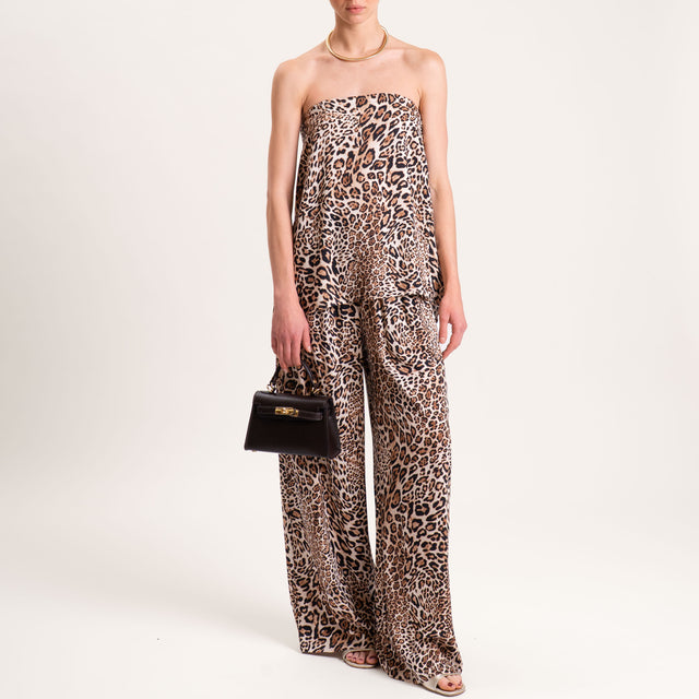 Tensione in-Completo maculato top e pantalone - beige/nero