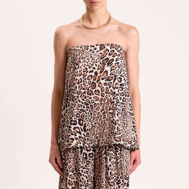 Tensione in-Completo maculato top e pantalone - beige/nero