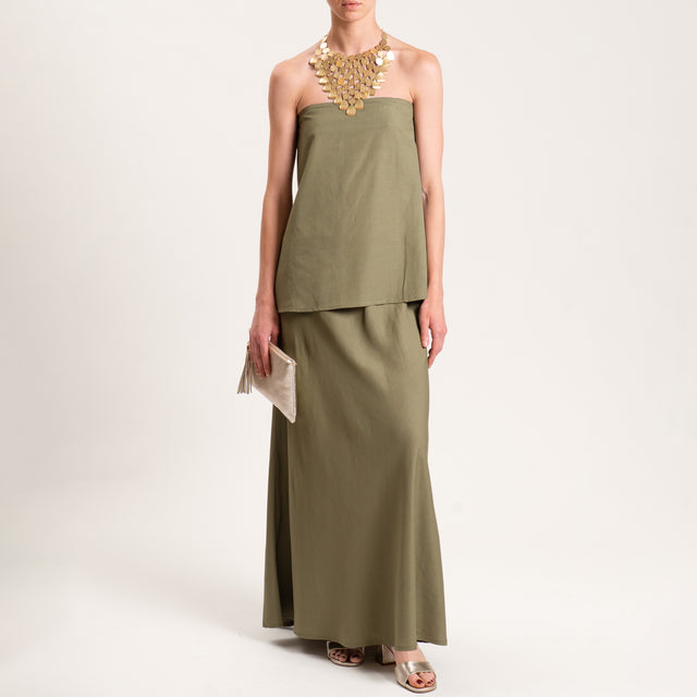 Tensione in-Completo top e gonna misto lino - militare