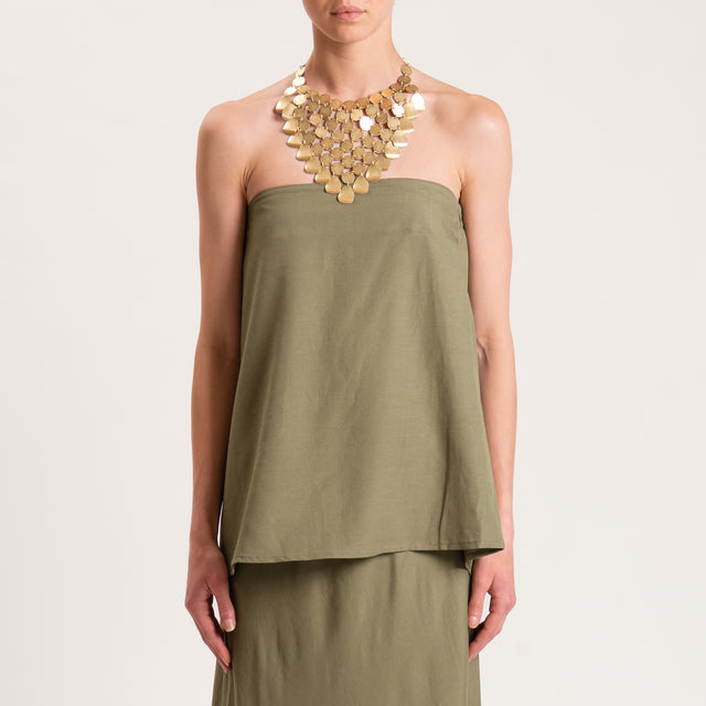 Tensione in-Completo top e gonna misto lino - militare