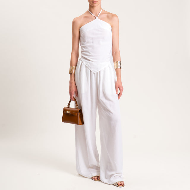 Tensione in-Completo top e pantalone misto lino - panna
