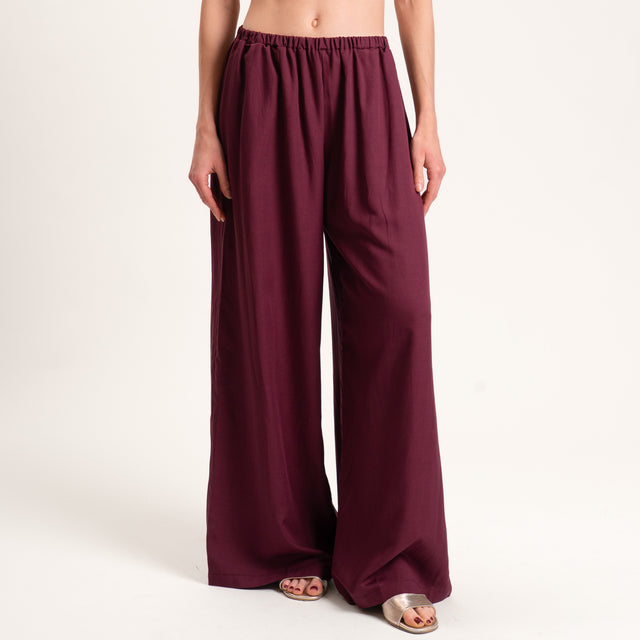 Tensione in-Completo top e pantalone misto lino - prugna