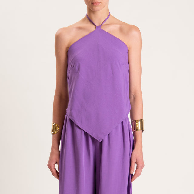 Tensione in-Completo top e pantalone misto lino - viola