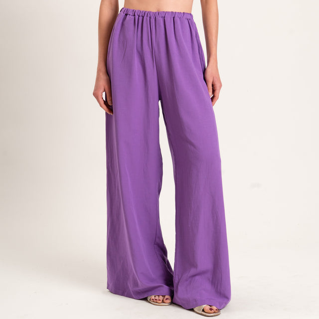 Tensione in-Completo top e pantalone misto lino - viola
