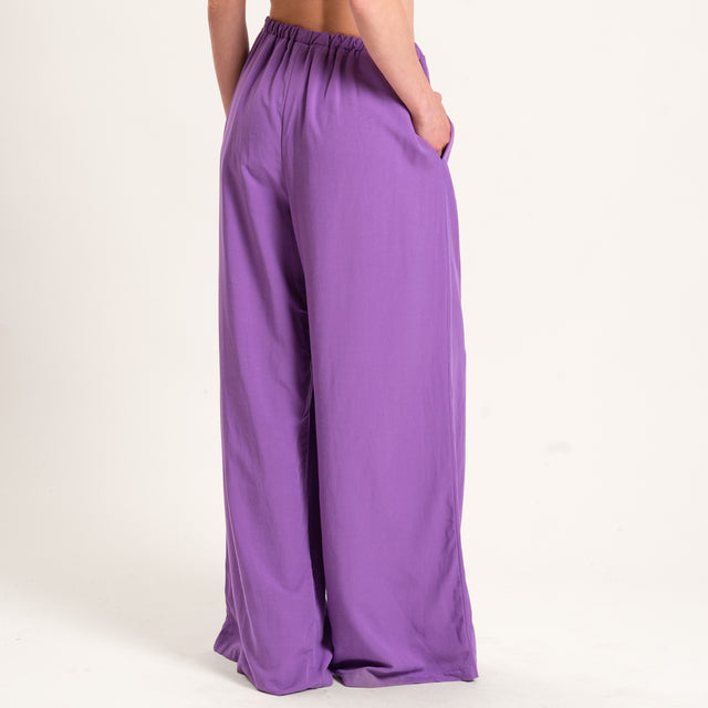 Tensione in-Completo top e pantalone misto lino - viola