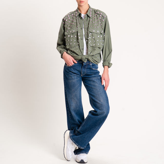 Tensione in-Camicia vintage con applicazioni - militare
