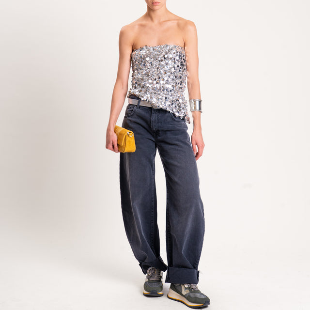 Tensione in-Top fascia con paillettes - argento