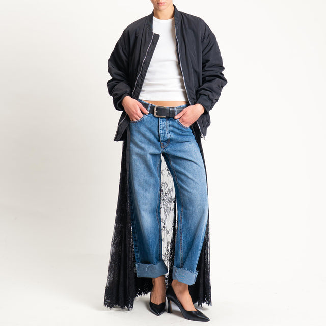 Tensione in-Bomber + inserto in pizzo rimovibile - nero