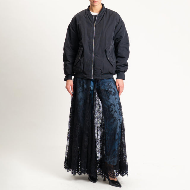 Tensione in-Bomber + inserto in pizzo rimovibile - nero