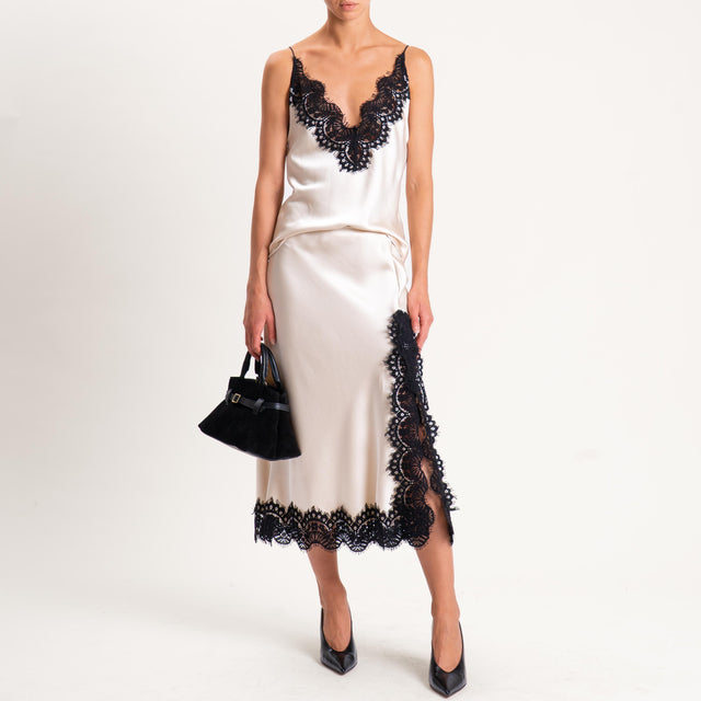 Tensione in-Top satin con pizzo - avorio