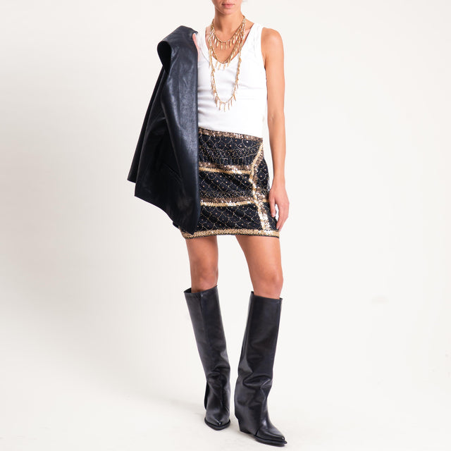 Tensione in-Minigonna in tulle con applicazioni - nero/oro